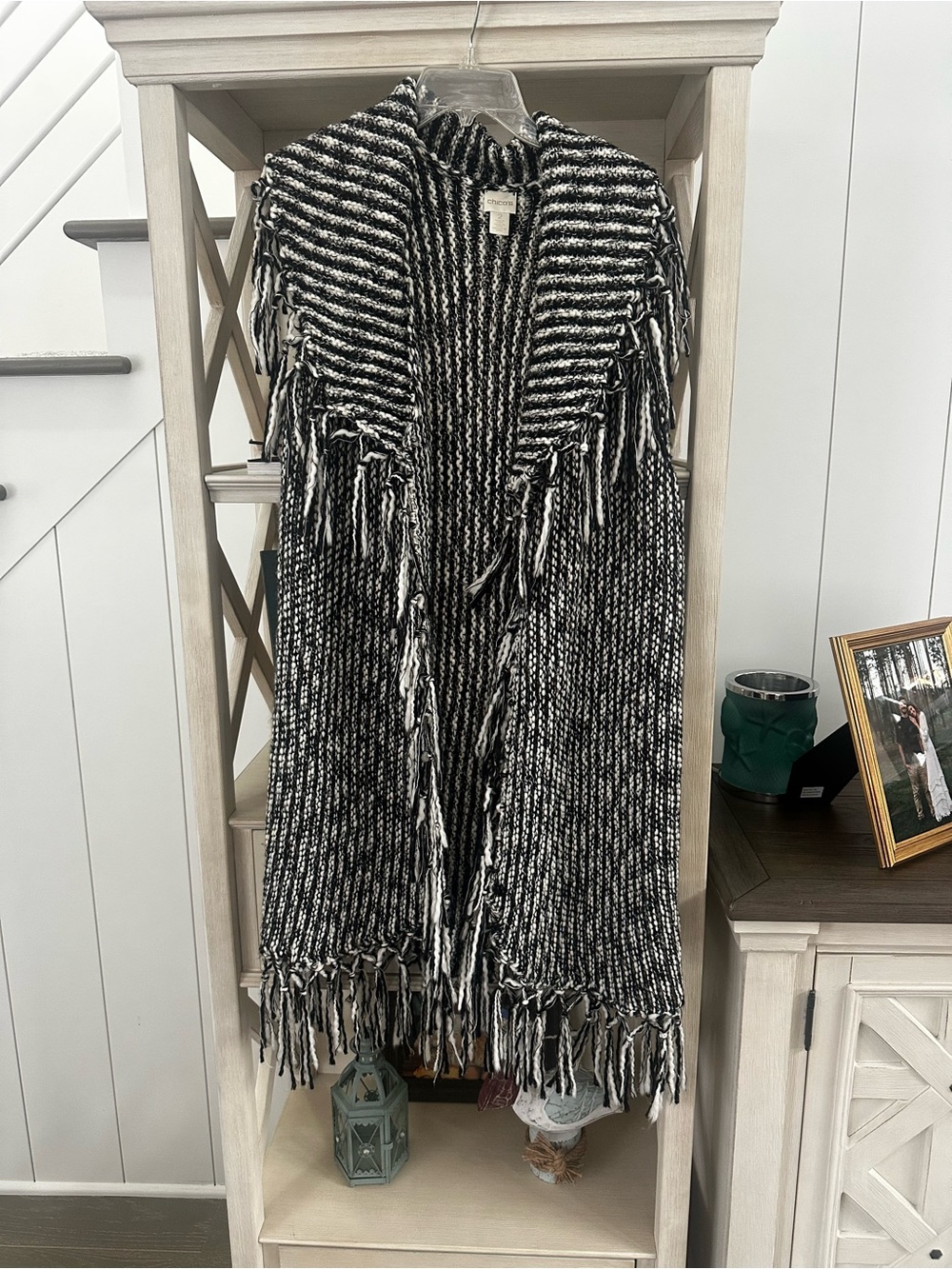 Chico’s Long Sweater Vest with Fringe. Size 2.